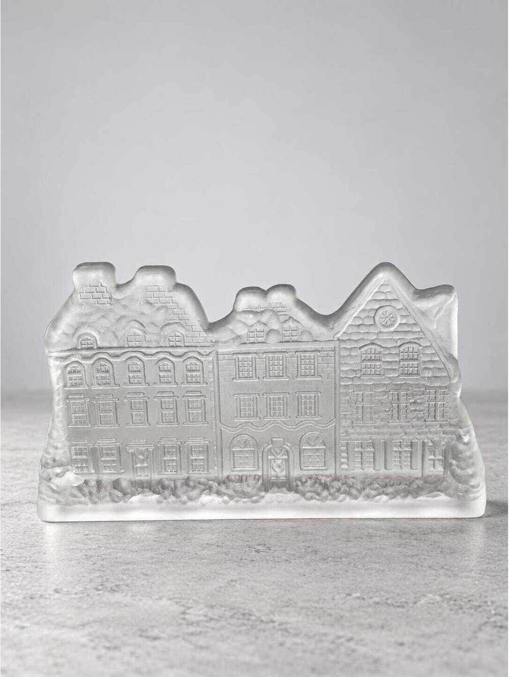 Vintage 1989 House of Lloyd Frosted Glass House Village Candle Holder Boxed